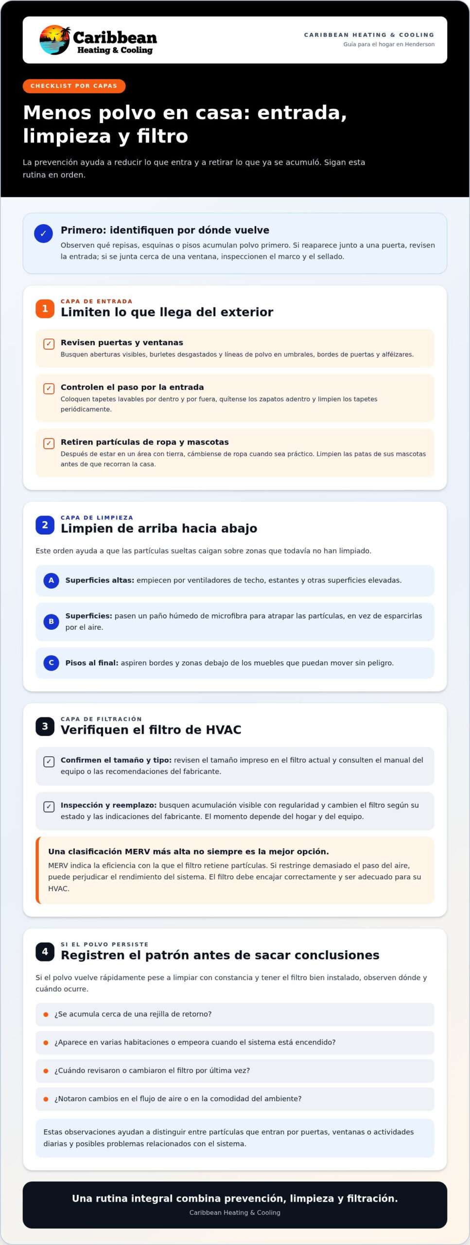 Cómo reducir el polvo en una casa de Henderson: Guía práctica